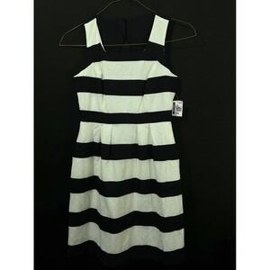 INC International Concepts Cream Lace Black‎ Stripe Sleeveless Midi Dress Size 4